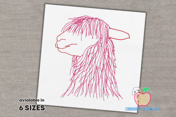 Alpaca Head with Red Hairs