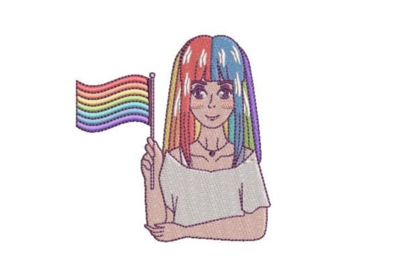 Anime Girl Holding a Pride Flag