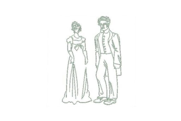 Elizabeth and Mr Darcy Line Art
