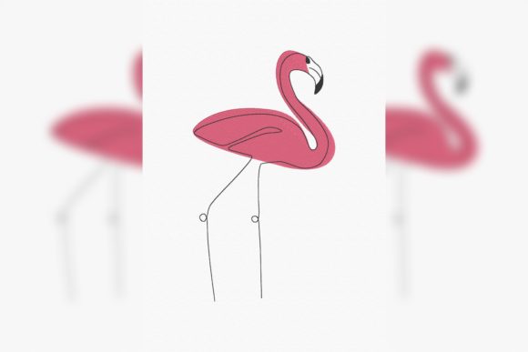 Flamingo One Line Embroidery Design