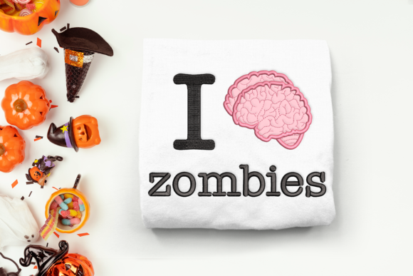 I Brain Zombies Applique