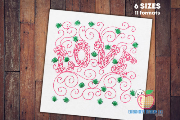 Love Text with Swirl Pattern