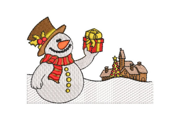 Snowman with Gift: A Festive, Versatile Holiday Embroidery
